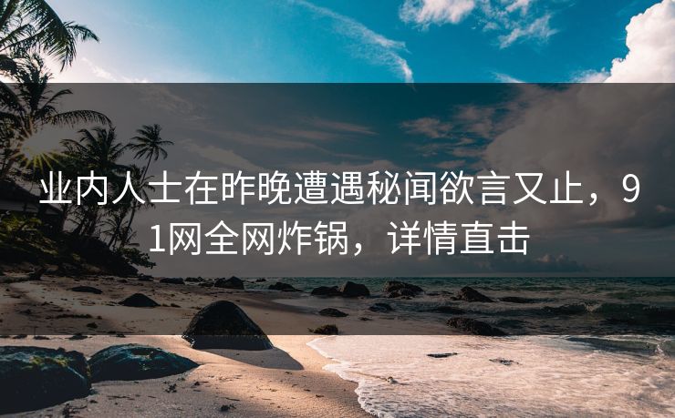 业内人士在昨晚遭遇秘闻欲言又止，91网全网炸锅，详情直击